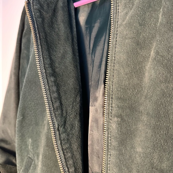 Biker leather suede jacket green - Picture 2 of 9